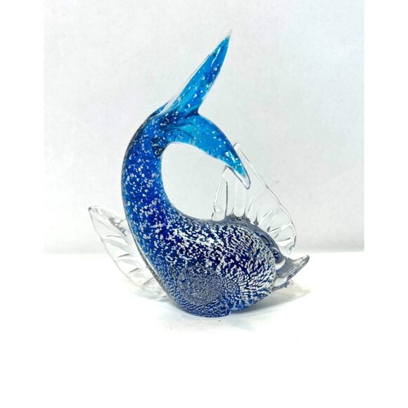 Murano Style Glass Fish Blue Controlled Bubble Vintage Goldfish Koi Sommerso - Picture 3 of 7